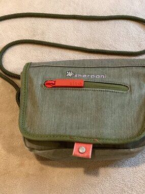 Sherpani Olive Green and‎ Orange Small Nylon Crossbody/Shoulder Bag